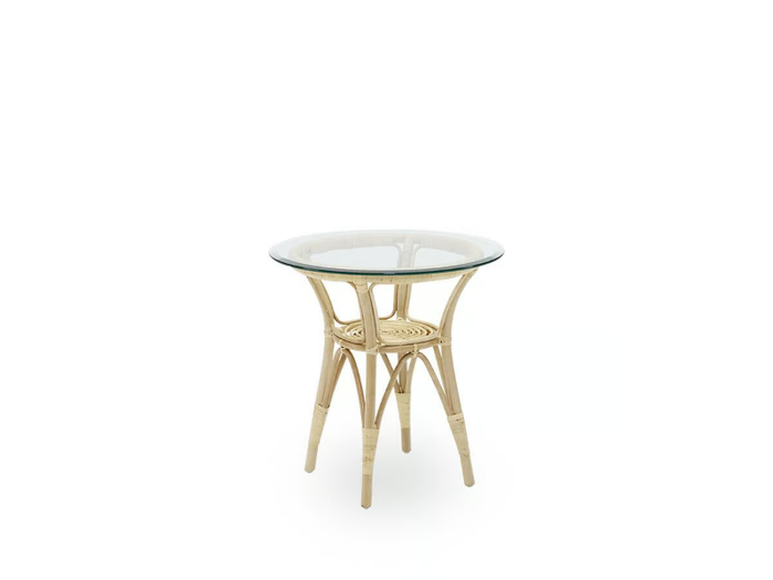 TONY - Round rattan and glass high side table _ Sika Design